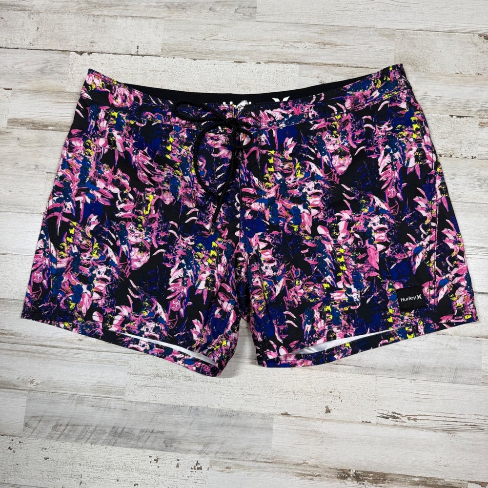 Hurley Floral Print Board Shorts Swim‎ Trunks Pink Blue Black Juniors Size 9